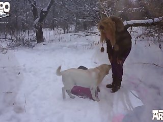 With A Doubtful Expressionshe Reluctantly Walks Back To The Horse And Grabs His Still Rock Hard Cock